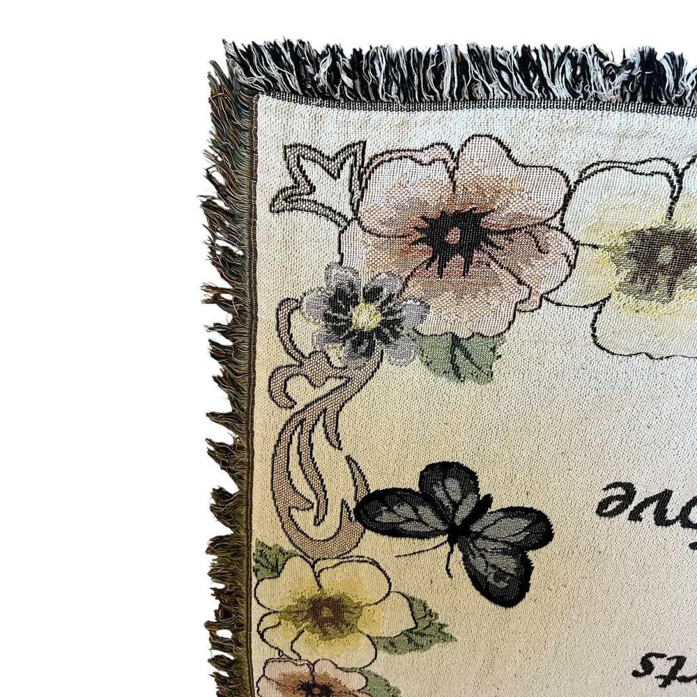 Granddaughters Are Angels Woven‎ Tapestry Throw Blanket Floral Butterfly 54x46